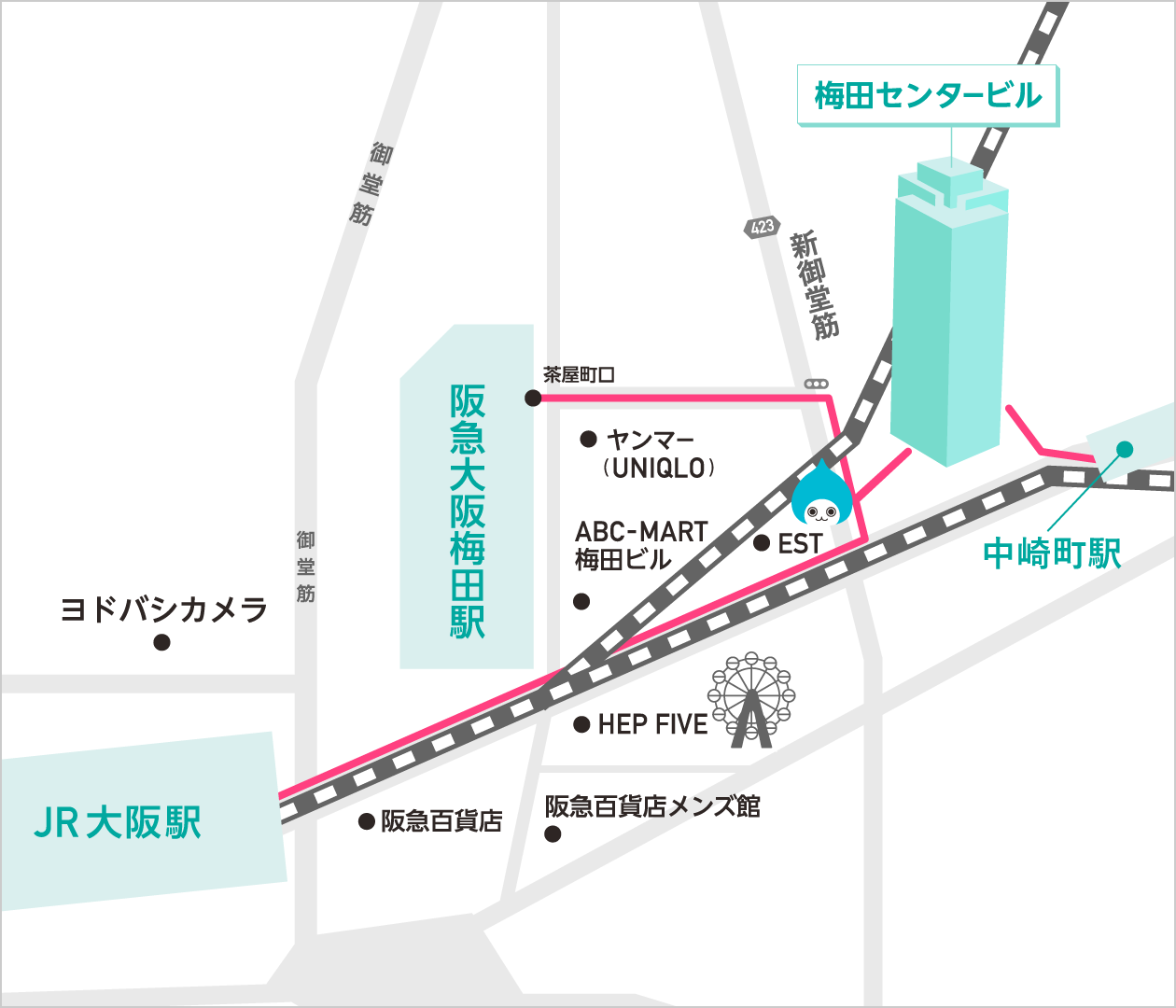 梅田センタービル周辺地図
