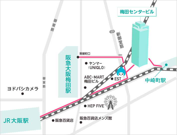梅田センタービル周辺地図